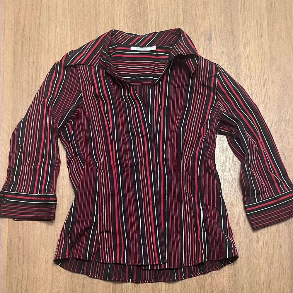 Ricki's Red and Black Striped Button Down Shirt